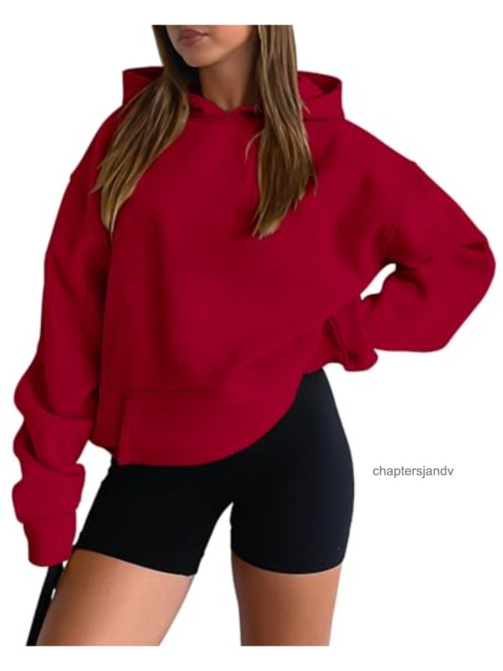 Women Hoodie Pullover Long Sleeve Sweatshirt Kangaroo Pocket Drop Shoulder